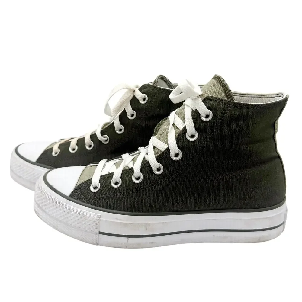 Converse Chuck Taylor Lift Platform High Top Olive Green Mens 6.5 Womens 8.5